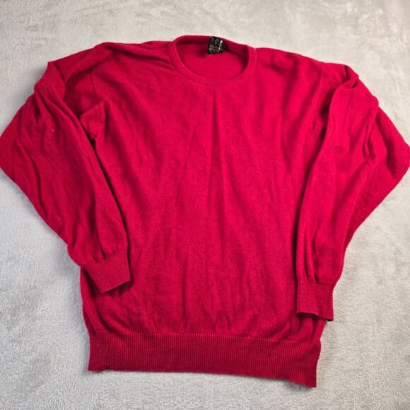 Vintage Cashmere Sweater Womens 38 Small Red Snow Lotus Soft FLAW Cutter Piece - Picture 1 of 15
